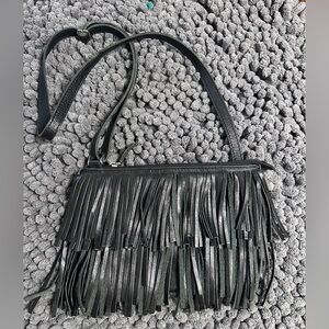 Hammitt Fringe Black Leather Shoulder Bag